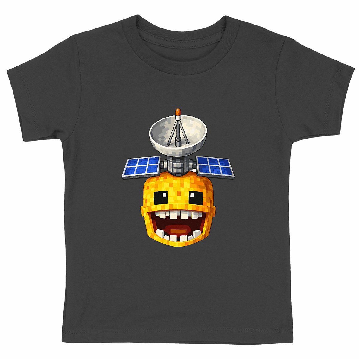 Heavyweight kids T-shirt - NicoCraft Satellite Head - front_black