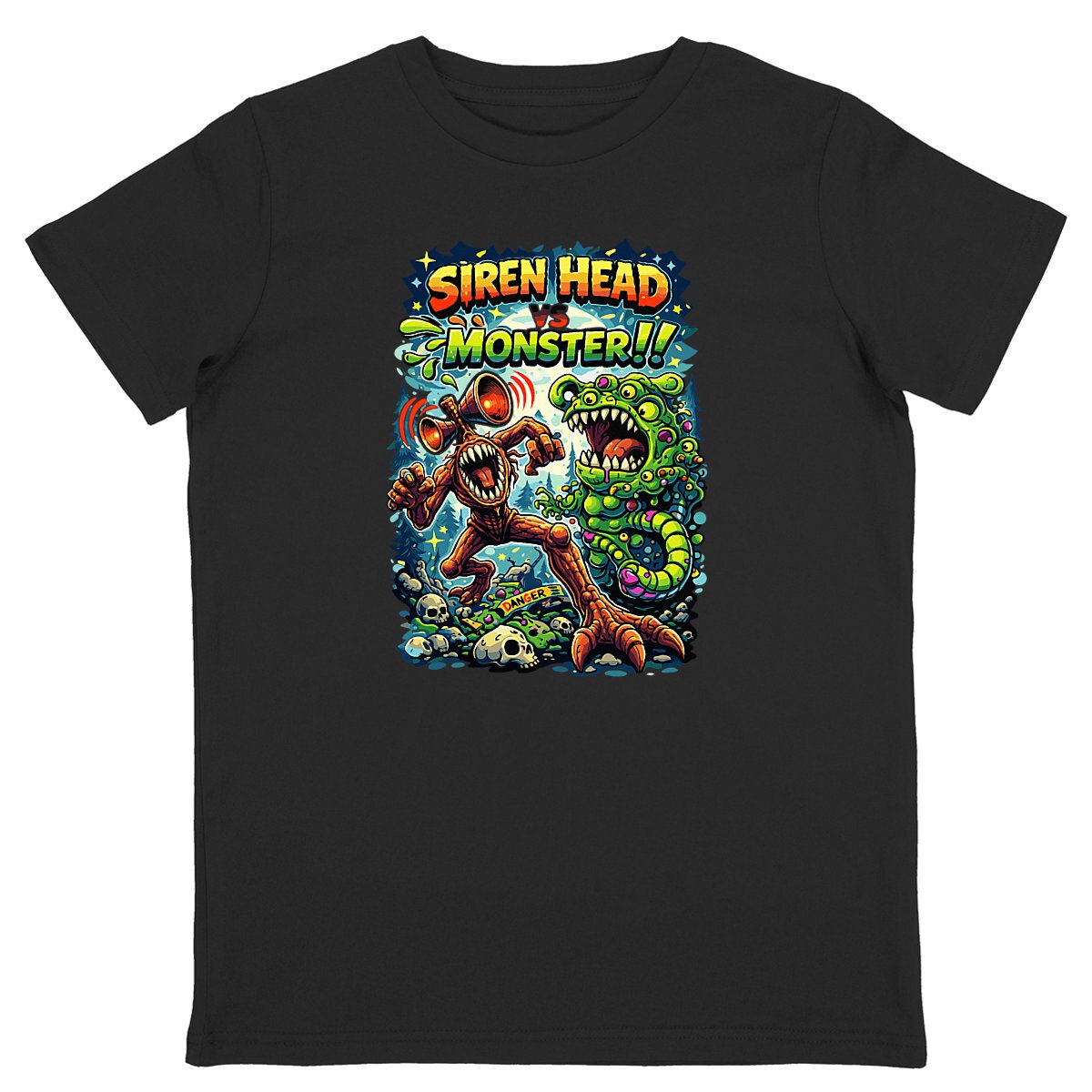 Lightweight kids T-shirt - NicoCraft Monster - front_black