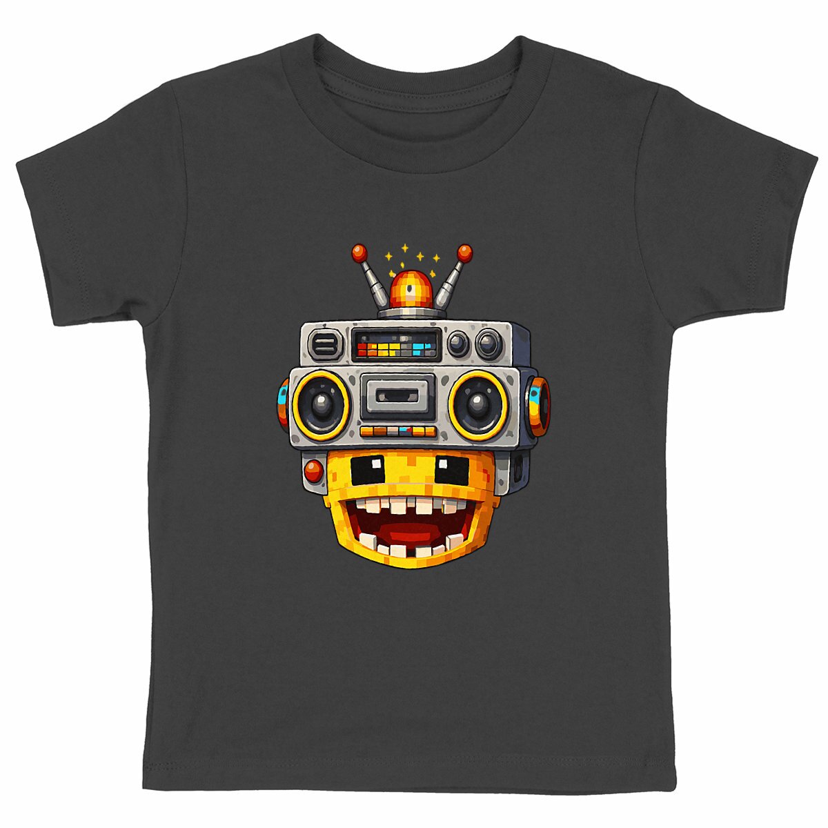 Heavyweight kids T-shirt - NicoCraft Radio Bot Head - front_black