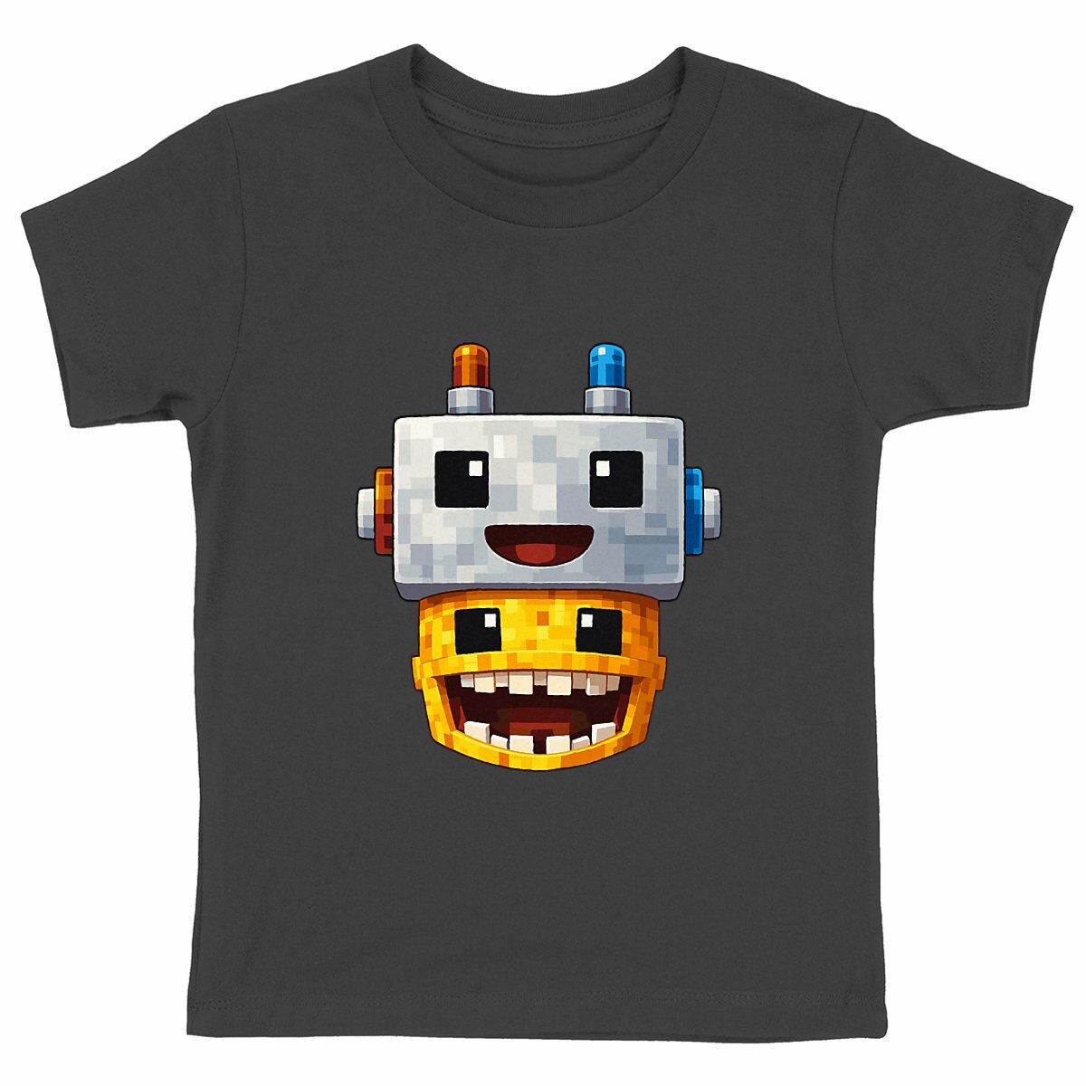 Heavyweight kids T-shirt  - NicoCraft Robot Head - front_black