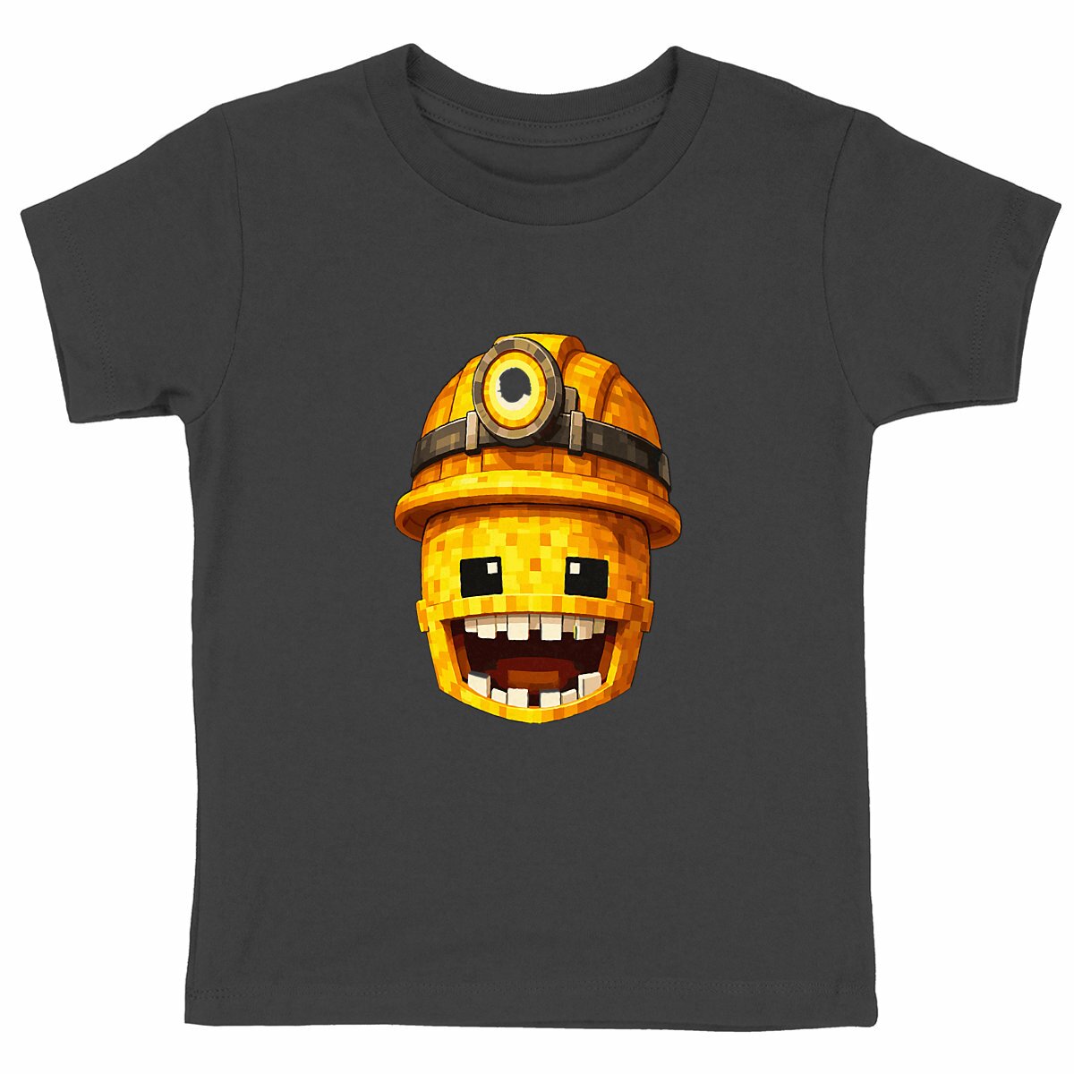 Heavyweight kids T-shirt - NicoCraft Miner Head - front_black