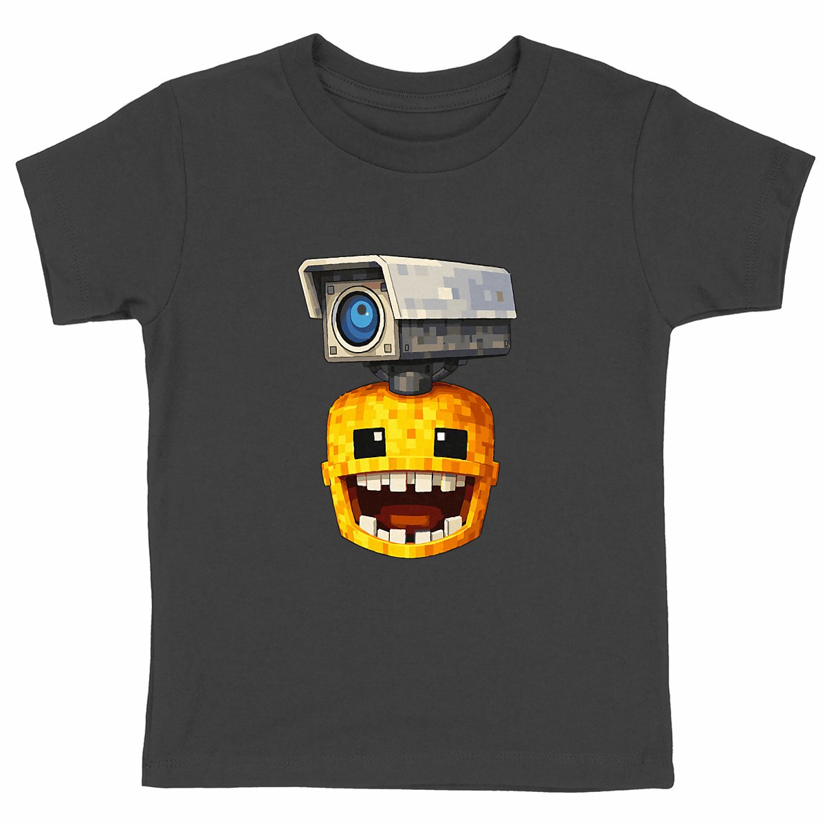 Heavyweight kids T-shirt - NicoCraft CCTV Head - front_black