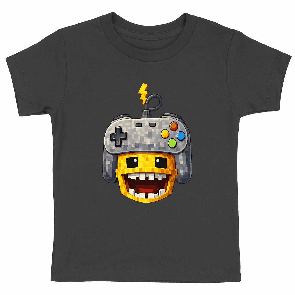 Heavyweight kids T-shirt - NicoCraft Game Controller Head - front_black