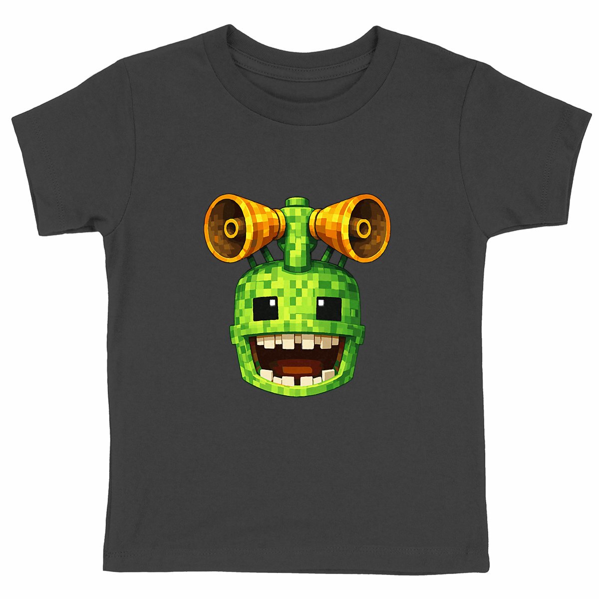 Heavyweight kids T-shirt - NicoCraft Creeper Siren Head - front_black