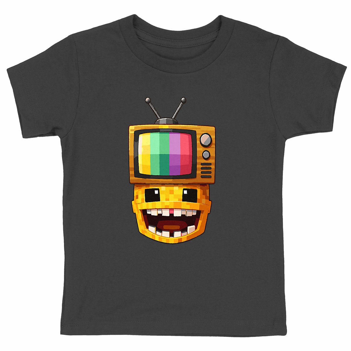 Heavyweight kids T-shirt - NicoCraft TV Head - front_black