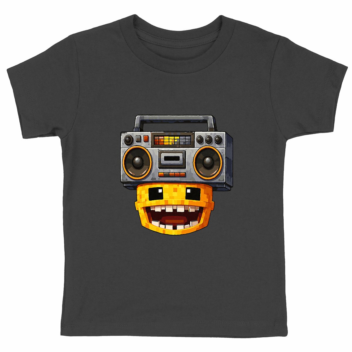 Heavyweight kids T-shirt - NicoCraft Boombox Head - front_black